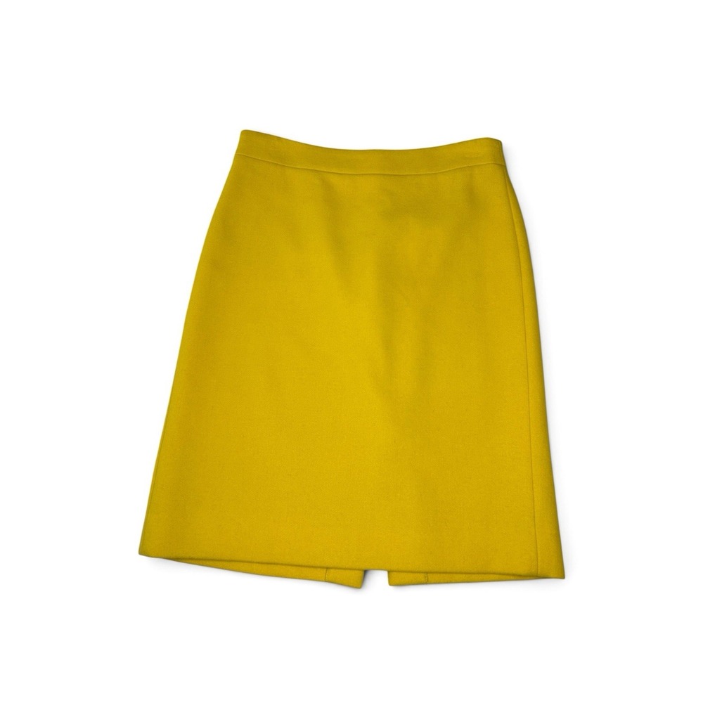 J.Crew The Pencil Skirt Womens 2 Mustard Yellow Wool Blend Lined Career